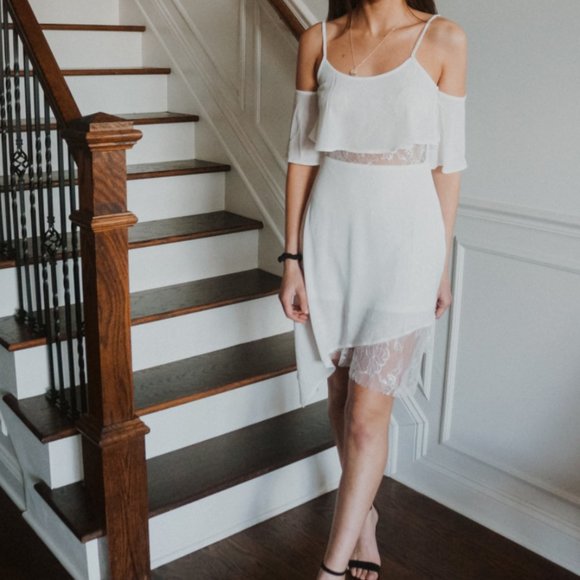 Cold shoulder asymmetrical hem dress - Picture 2 of 5